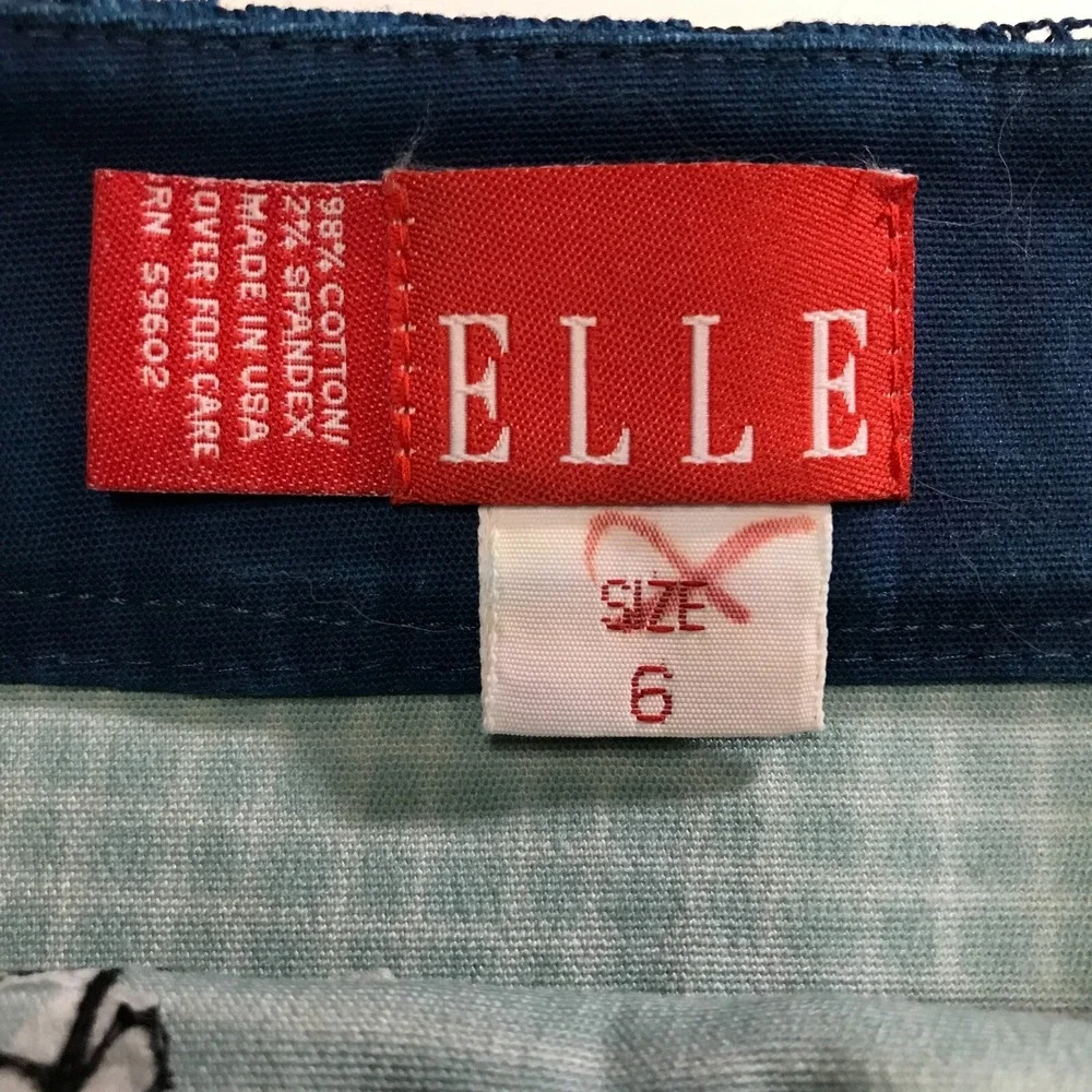ELLE Womens Size 6 Ombre Blue‎ Pencil Skirt Lace Hem Embellished Floral Detail